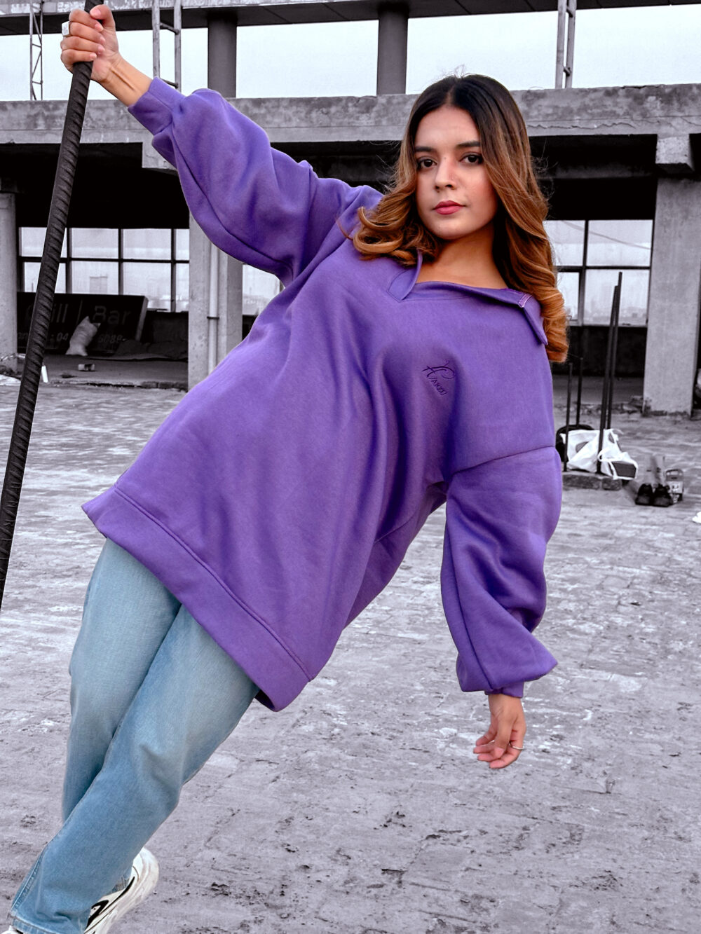 Purple fleece oversized sweatshirt